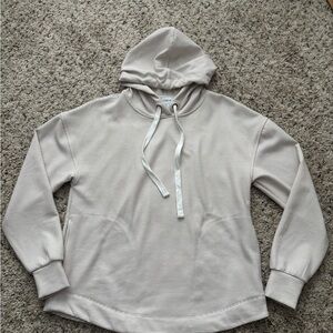 Evereve Cream Striped Hoodie Sweater